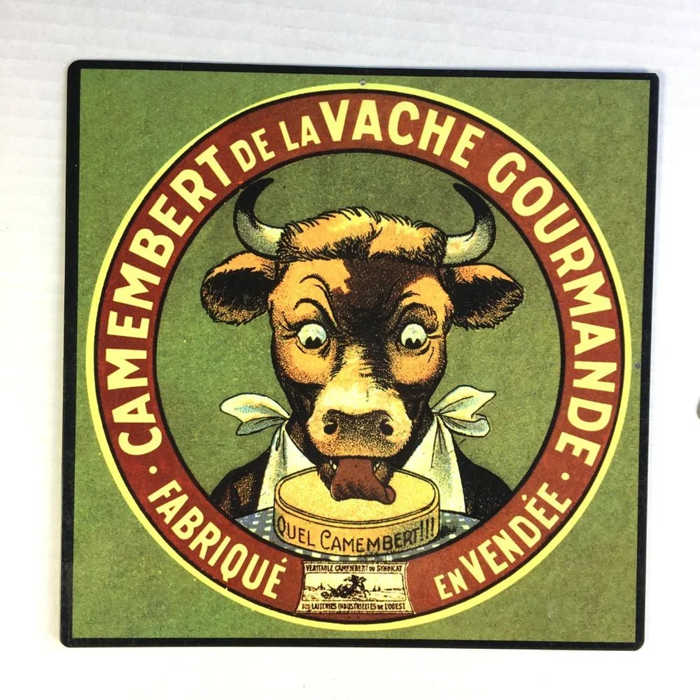 3 Metal Vintage Style Camembert Cheese Advertising Signs